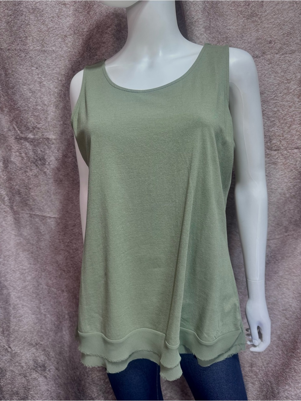 NWOT Coldwater Creek Large Sleeveless Olive Green Scoop Neck Women's Tank Top